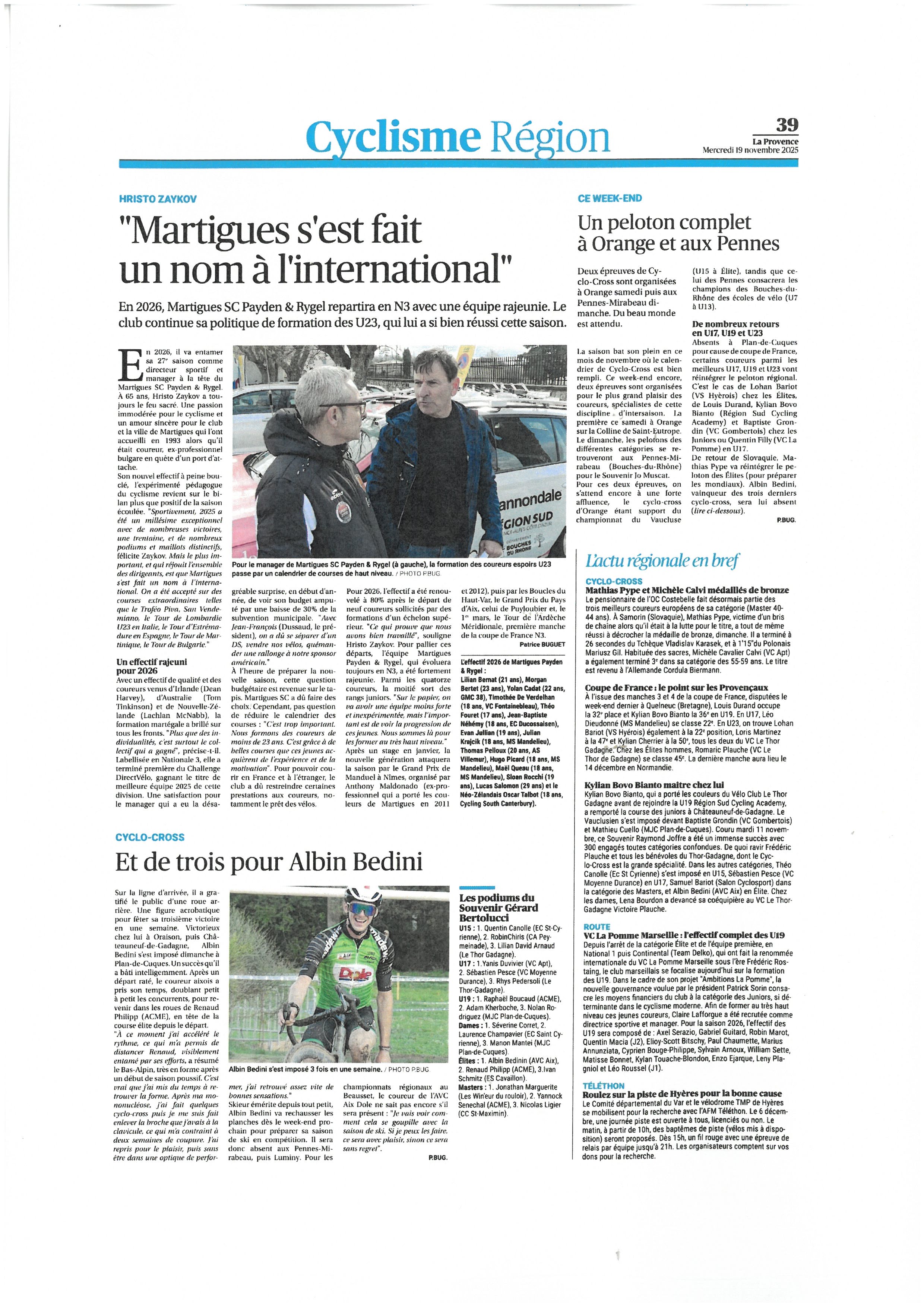 LA PROVENCE DU 19 NOVEMBRE