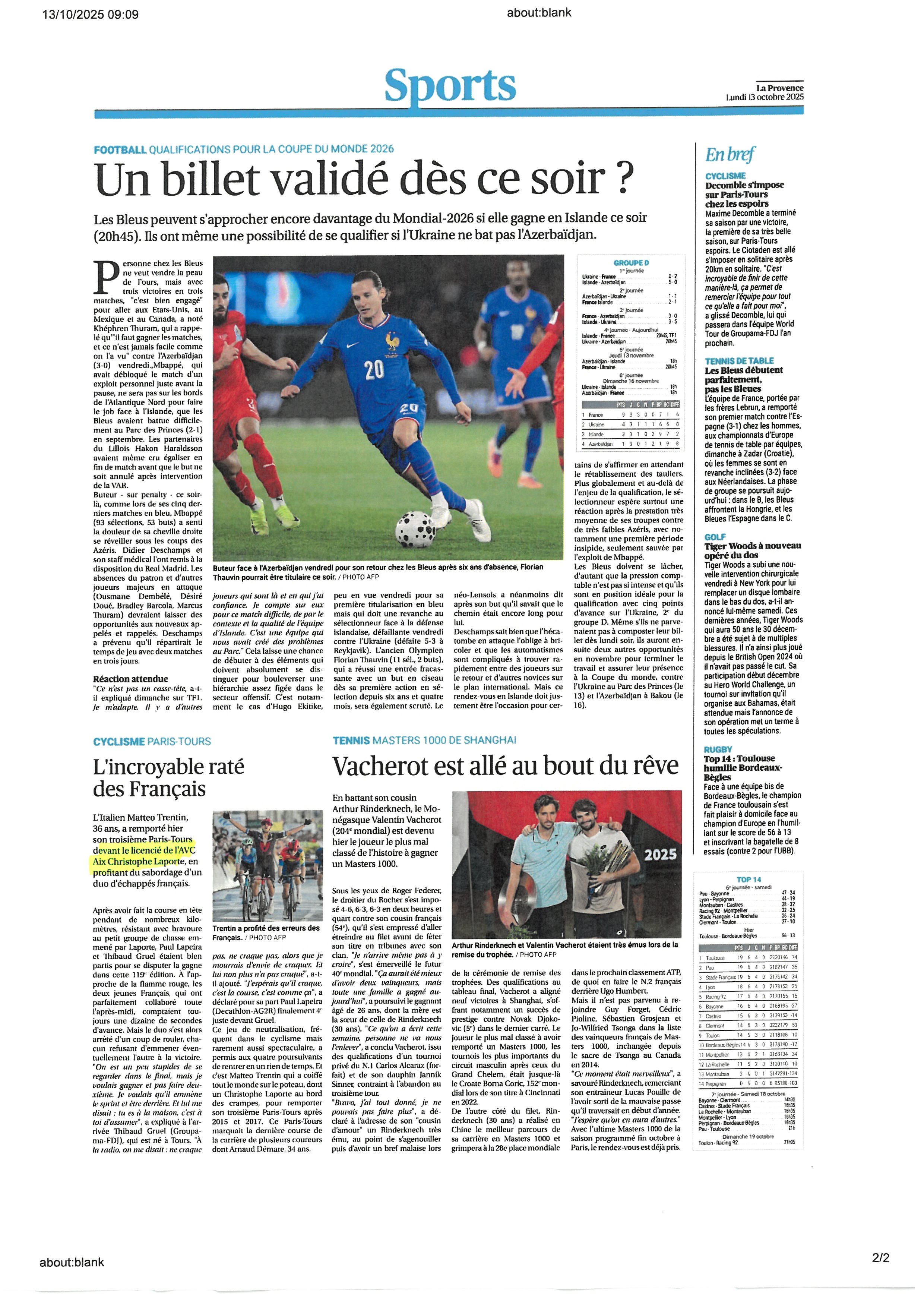 PROVENCE DU 13 OCTOBRE