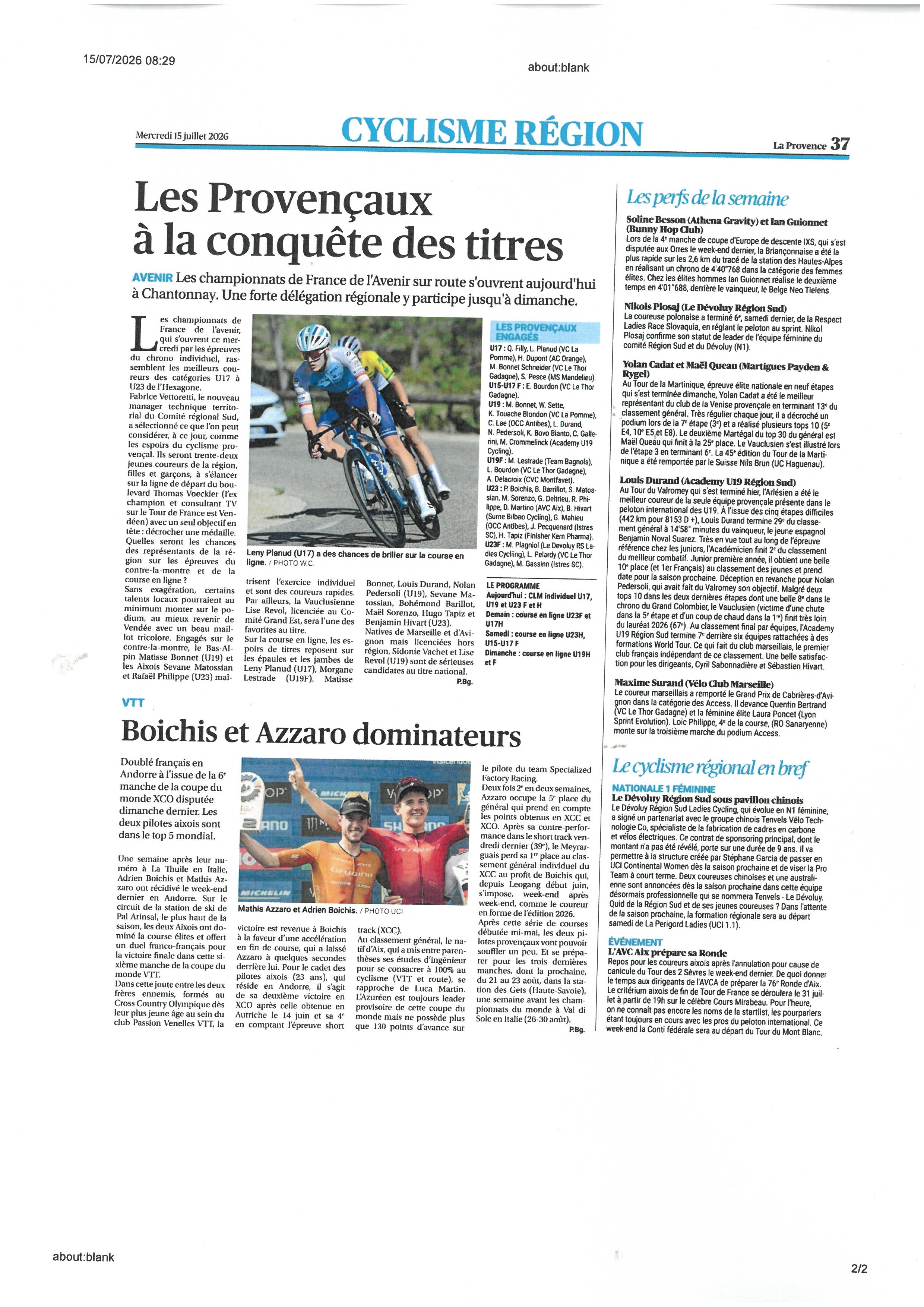 PROVENCE DU 15 JUILLET