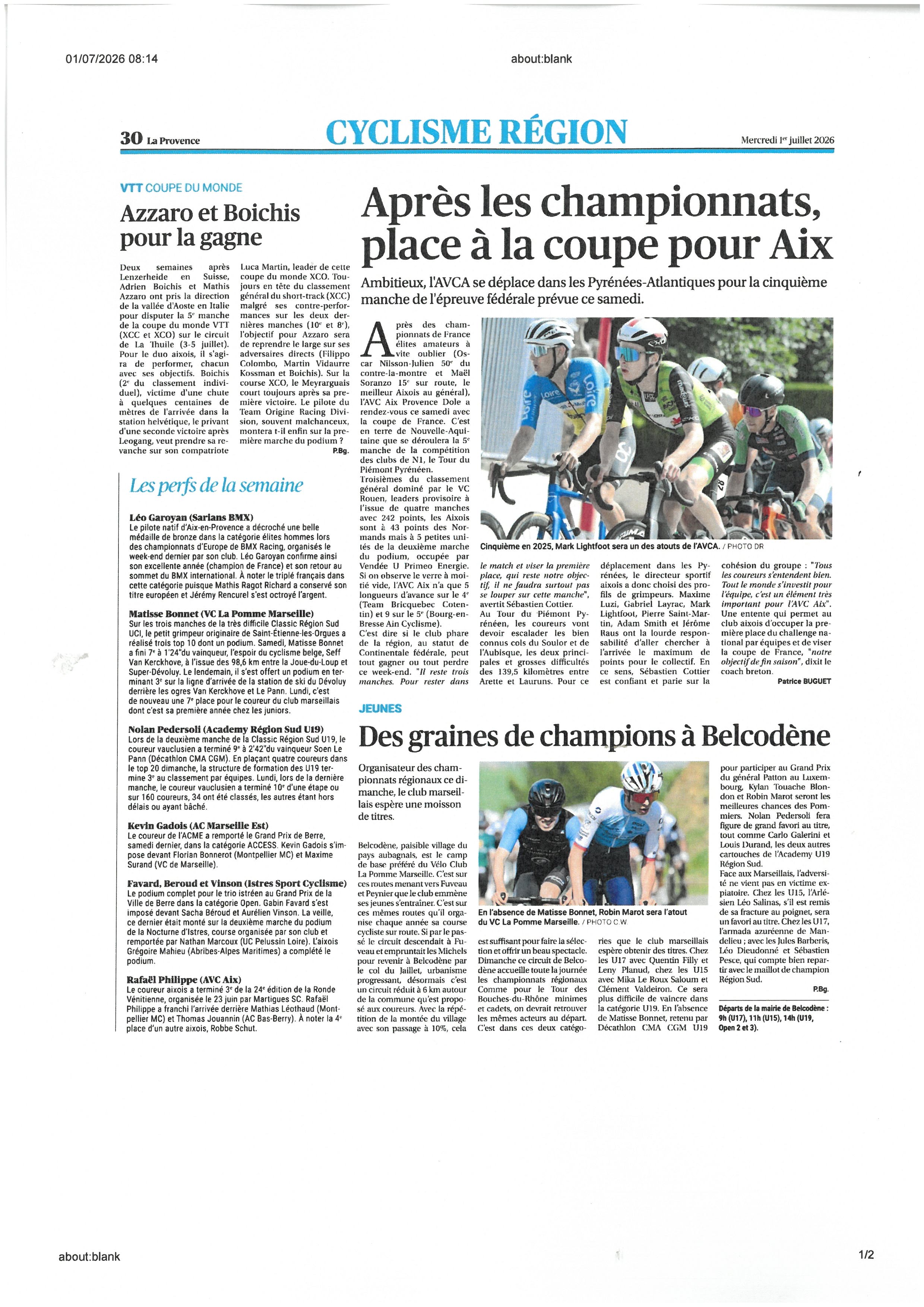PROVENCE DU 1er JUILLET